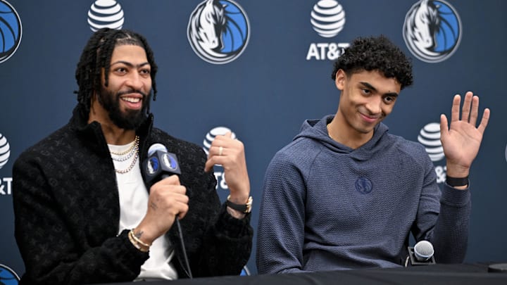 Dallas Mavericks forward Anthony Davis and guard Max Christie. Dallas Mavericks forward Anthony Davis and guard Max Christie.