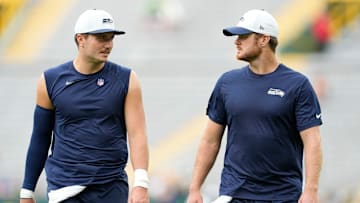 Sam Darnold and Drew Lock of the Seattle Seahawks
