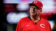 Cincinnati Reds manager Terry Francona (77) against the Chicago White Sox at Great American Ball Park.