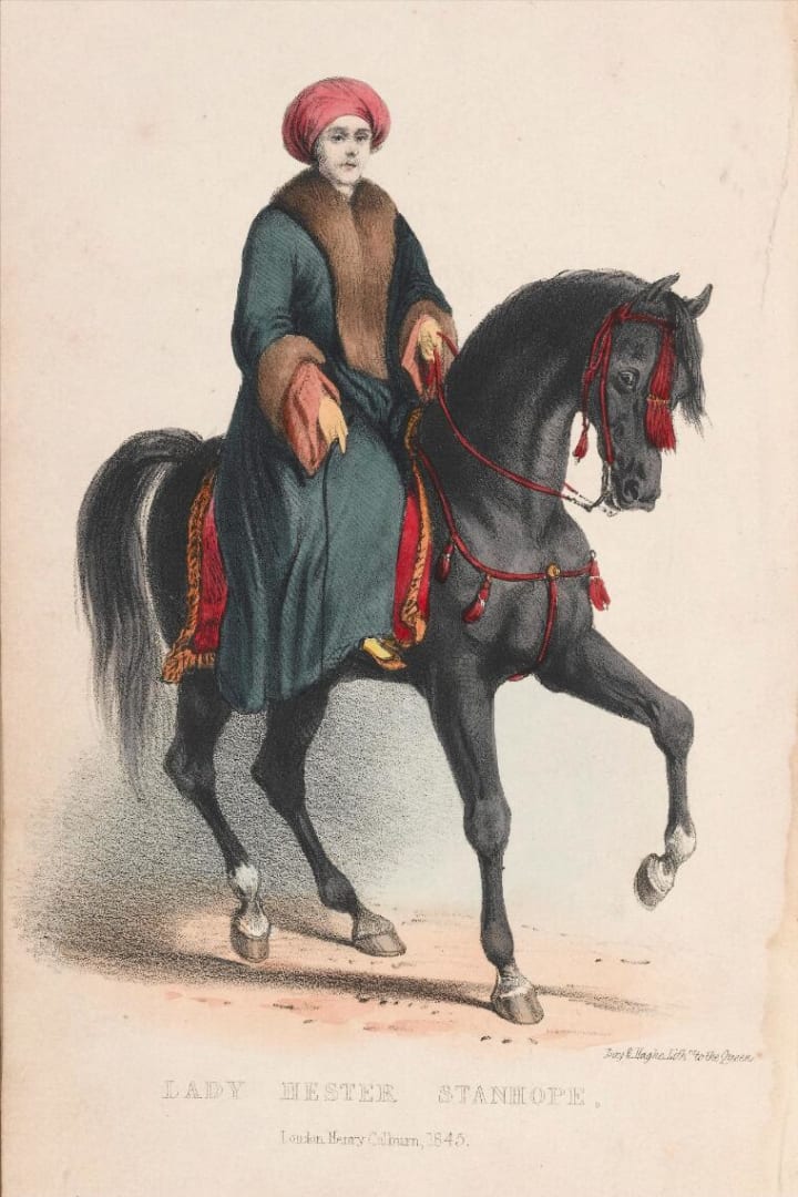 Lady Hester Stanhope on a horse.