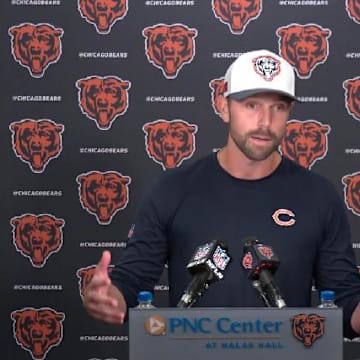 Declan Doyle see some separation in the Bears left tackle battle beginning but isn't saying who or that it's obvious yet.
