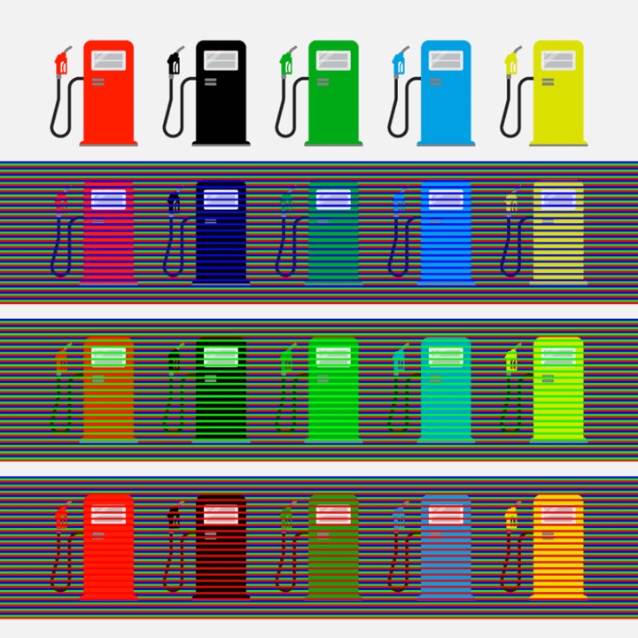 Gas pump optical illusion illustration.