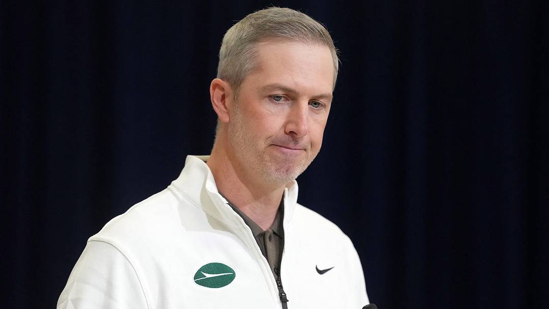 Feb 24, 2026; Indianapolis, IN, USA; New York Jets general manager Darren Mougey speaks at the NFL Scouting Combine at the Indiana Convention Center. Mandatory Credit: Kirby Lee-Imagn Images