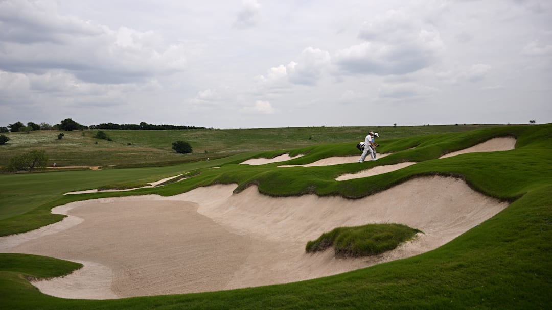 The front bunkering on the 15th hole at PGA Frisco's Fields Ranch - East Course.