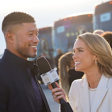 Jan 17, 2025; Atlanta, GA, USA; Notre Dame Fighting Irish head coach Marcus Freeman arrives at Hartsfield-Jackson Atlanta International Airport for the 2025 CFP National Championship game. 