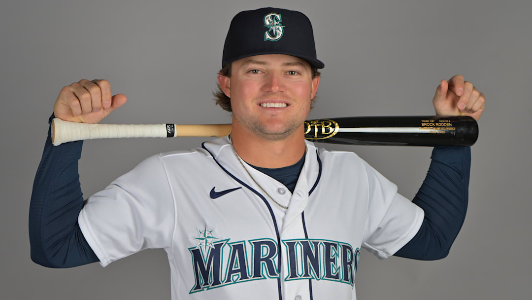Seattle Mariners second baseman Brock Rodden (90) during spring training photo day in Peoria, AZ. 