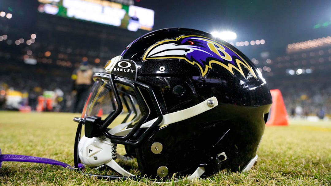 Dec 27, 2025; Green Bay, Wisconsin, USA; A Baltimore Ravens helmet is seen on the sidelines prior to the game against the Green Bay Packers at Lambeau Field. Mandatory Credit: Jeff Hanisch-Imagn Images Dec 27, 2025; Green Bay, Wisconsin, USA; A Baltimore Ravens helmet is seen on the sidelines prior to the game against the Green Bay Packers at Lambeau Field. Mandatory Credit: Jeff Hanisch-Imagn Images