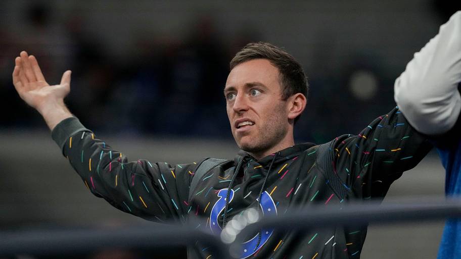 A Indianapolis Colts fan reacts to a call during a game against the Jacksonville Jaguars at Lucas Oil Stadium.