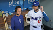 Shohei Ohtani durante una entrevista para la cadena ESPN 