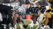 Sep 24, 2023; Paradise, Nevada, USA; A general overall view of helmets at the line of scrimmage as