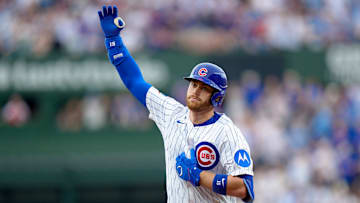 Carson Kelly hits a home run at Wrigley Field for the Chicago Cubs in 2025.