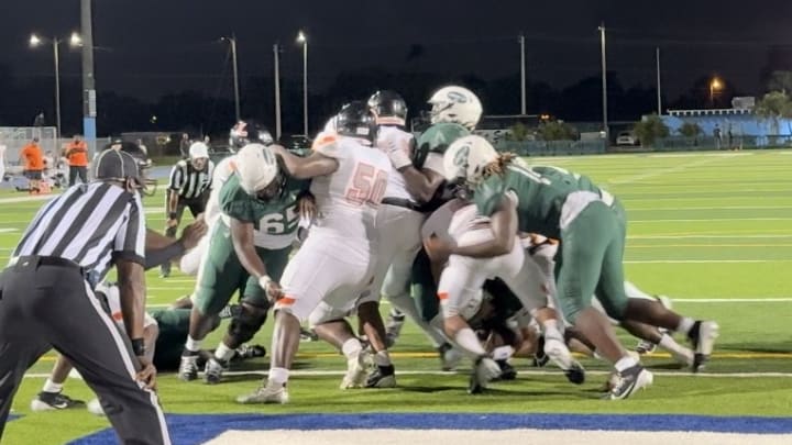 Lakeland defense steps up with a goal-line stand in the closing minutes to stall Miami Central