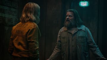 Steve Zahn as Solo and Rebecca Ferguson as Juliette Nichols in Silo season 2. Image: Apple TV+.