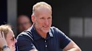 Jul 4, 2025; Toronto, Ontario, CAN; Toronto Blue Jays president and CEO Mark Shapiro watches batting practice before a game against the Los Angeles Angels at Rogers Centre.