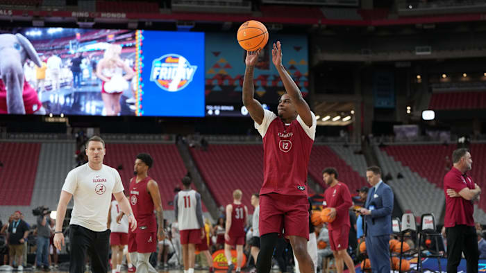 Apr 5, 2024; Glendale, AZ, USA; Alabama Crimson Tide guard Latrell Wrightsell Jr. (12) during
