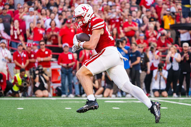 Nebraska Cornhuskers wide receiver Carter Nelson (29) runs after a catch for a touchdown against the Northern Iowa Panthers.