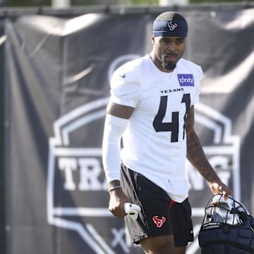 Jul 23, 2025; Houston, TX, USA;  Houston Texans cornerback Damon Arnette (41) during training camp at Houston Methodist Training Center. Mandatory Credit: Troy Taormina-Imagn Images