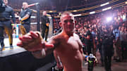 Dustin Poirier after the fight against Islam Makhachev during UFC 302 at Prudential Center. 