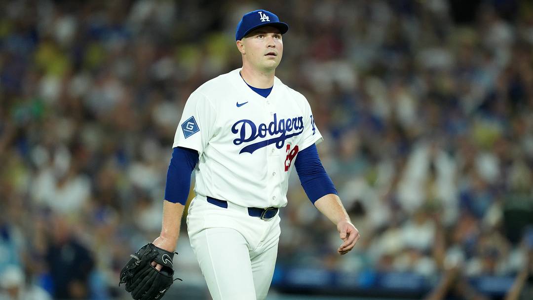 Aug 10, 2026; Los Angeles, California, USA; Los Angeles Dodgers pitcher Tarik Skubal (29) reacts at the end of the firth inning against the Kansas City Royals at Dodger Stadium. Mandatory Credit: Kirby Lee-Imagn Images Aug 10, 2026; Los Angeles, California, USA; Los Angeles Dodgers pitcher Tarik Skubal (29) reacts at the end of the firth inning against the Kansas City Royals at Dodger Stadium. Mandatory Credit: Kirby Lee-Imagn Images