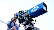 Oct 6, 2024; Denver, Colorado, USA; Detailed view of a Fox Sports broadcast camera towner during the game between the Las Vegas Raiders against the Denver Broncos at Empower Field at Mile High. 