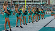 General view of the Coastal Carolina Chanticleers Dancing Girls at Brooks Stadium. 
