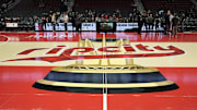 Nov 3, 2023; Portland, Oregon, USA: The Portland Trail Blazers logo at center court before the game against the Memphis Grizzlies at Moda Center. Mandatory Credit: Soobum Im-Imagn Images