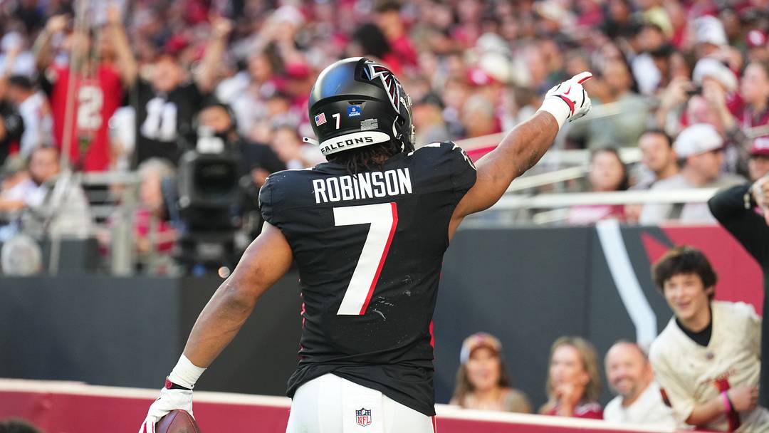  Atlanta Falcons running back Bijan Robinson (7) is likely the best option as the No.1 overall selection in Half-PPR formats in 2026.Joe Camporeale-Imagn Images
