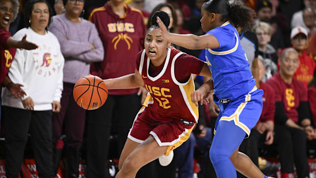 JuJu Watkins USC Trojans Women's College Basketball Injury Wooden Award WNBA Draft Lindsay Gottlieb Big Ten Conference Galen