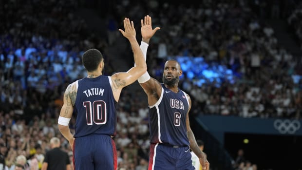 United States forward LeBron James and forward Jayson Tatum 