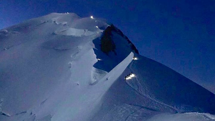 The upper slopes of Mont Blanc