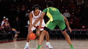 Ryan Agarwal dribbles against Oregon defender