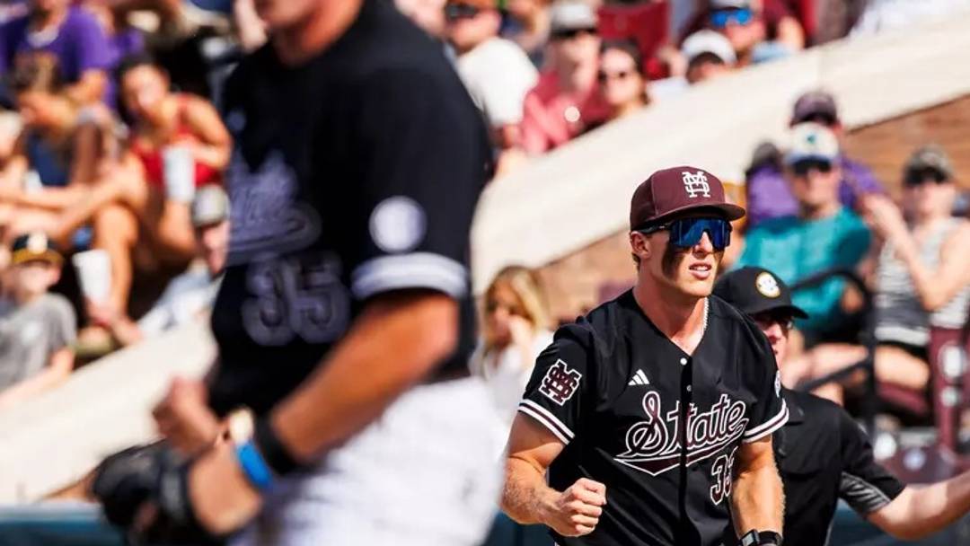 Mississippi State Infielder/Outfielder Blake Bevis (#33) during the game between the LSU Tigers and the Mississippi State Bulldogs at Dudy Noble Field at Polk-Dement Stadium in Starkville, MS.