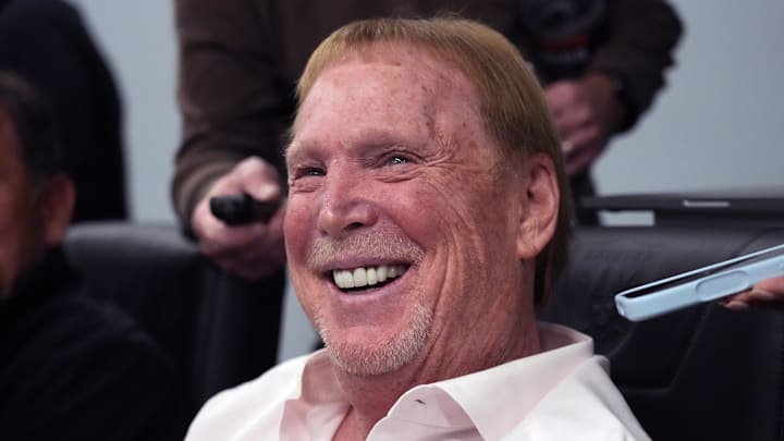 Las Vegas Raiders owner Mark Davis at a press conference.