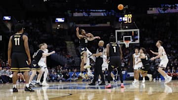 General view of the tip-off between the St. Mary's Gaels and the Vanderbilt Commodores at Rocket Arena.