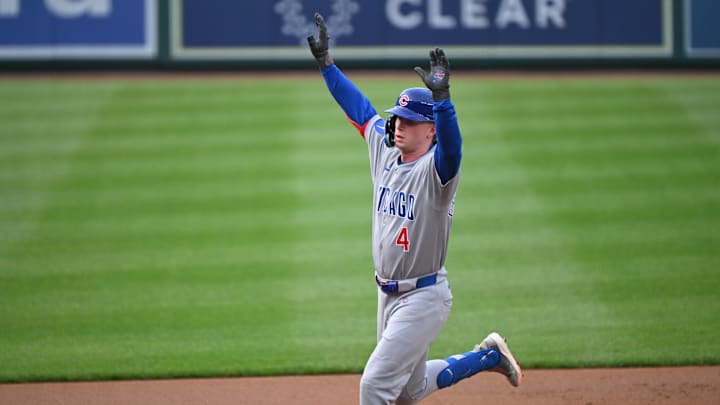 Pete Crow-Armstrong celebrates a home run against the Nationals. Pete Crow-Armstrong celebrates a home run against the Nationals.