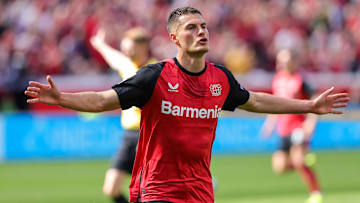 Patrik Schick im Leverkusen-Trikot. Trägt er bald das rote Dress des FC Bayern?