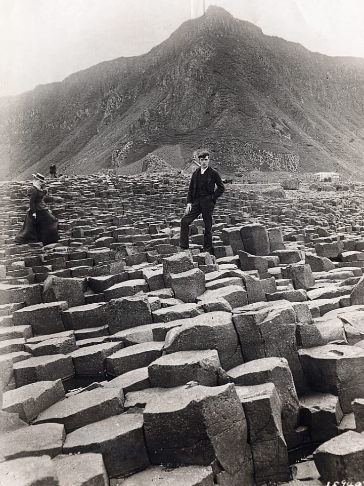 Tourists at the Giant’s Causeway, circa 1900.