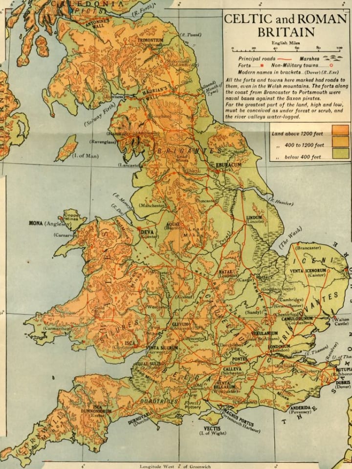 A map of Celtic and Roman Britain.