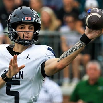 Allen quarterback Jeremiah Daoud passes during a game against Prosper earlier this season.