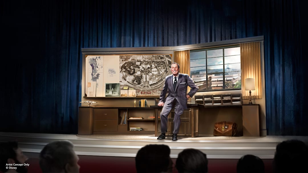 Walt Disney – A Magical Life will debut at the Main Street Opera House at Disneyland Park in Anaheim, Calif., on July 17, 2025. The attraction will feature a cinematic presentation of Walt Disney’s journey, culminating in a visit with Walt in his office, brought to life for the first time ever through the magic of Audio-Animatronics storytelling. (Artist Concept/Disneyland Resort)