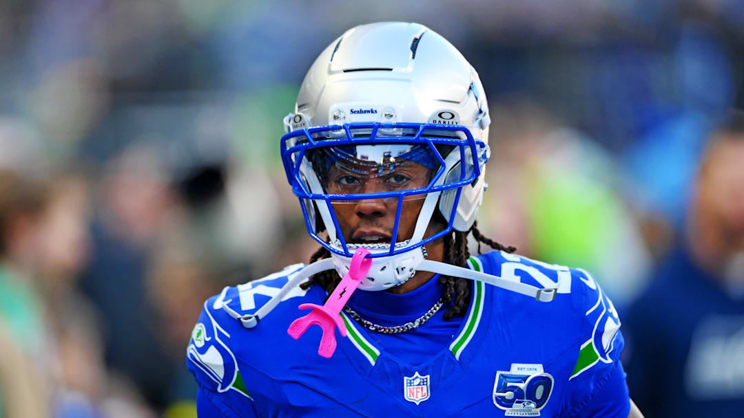 Seattle Seahawks wide receiver Rashid Shaheed (22) warms up Seattle Seahawks wide receiver Rashid Shaheed (22) warms up