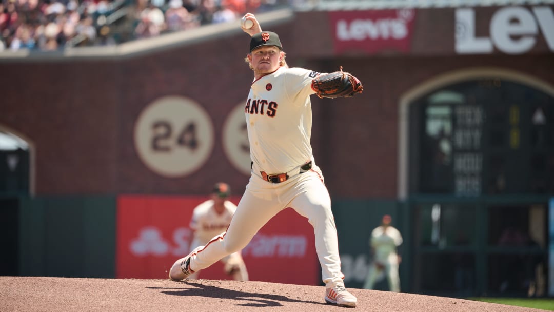 Aug 10, 2024; San Francisco, California, USA; San Francisco Giants starting pitcher Logan Webb (62) throws a pitch against the Detroit Tigers during the first inning at Oracle Park.