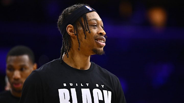 Feb 14, 2024; Philadelphia, Pennsylvania, USA; Miami Heat guard Alondes Williams (15) warms up before the game against the Philadelphia 76ers at Wells Fargo Center. Mandatory Credit: Kyle Ross-Imagn Images