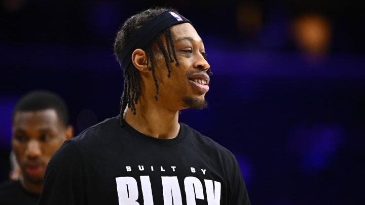 Feb 14, 2024; Philadelphia, Pennsylvania, USA; Miami Heat guard Alondes Williams (15) warms up before the game against the Philadelphia 76ers at Wells Fargo Center.