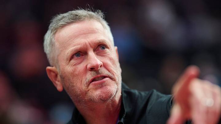 Apr 2, 2026; Portland, Oregon, USA; Tom Dundon, the new owner of the Portland Trail Blazers, before a game between the Portland Trail Blazers and the New Orleans Pelicans at Moda Center. Mandatory Credit: Troy Wayrynen-Imagn Images