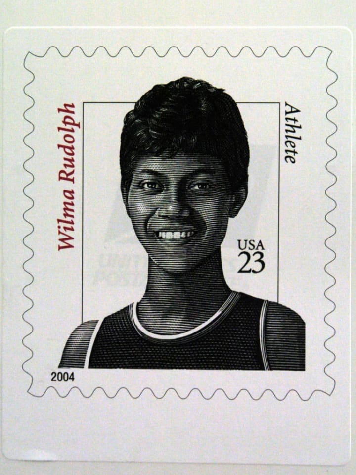 A stamp honoring Wilma Rudolph.