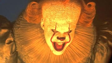 Bill Skarsgård as Pennywise in IT: Welcome to Derry. 