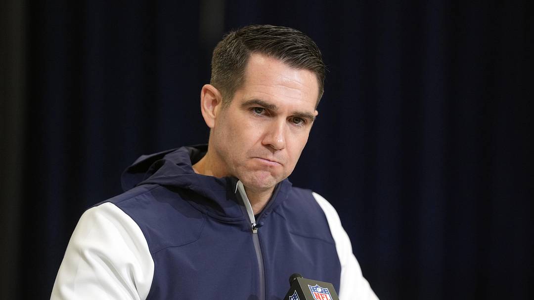 Feb 24, 2026; Indianapolis, IN, USA; New York Giants general manager Joe Schoen speaks at the NFL Scouting Combine at the Indiana Convention Center. Mandatory Credit: Kirby Lee-Imagn Images