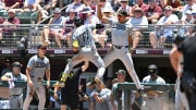 Jun 8, 2024; College Station, TX, USA; Oregon catcher Anson Aroz (77) celebrates hitting a home run during the first inning against the Texas A&M at Olsen Field, Blue Bell Park.