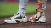 New York Yankees second baseman Jazz Chisholm Jr. wears Air Jordan cleats.
